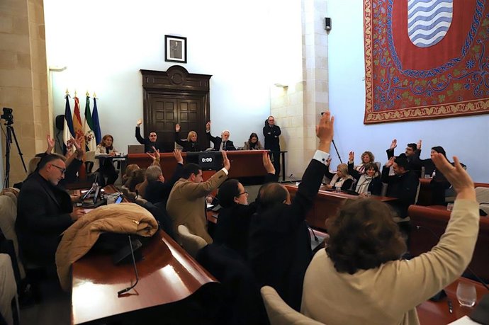 Pleno del Ayuntamiento de Jerez de la Frontera (Cádiz) en la jornada de este lunes 5 de enero