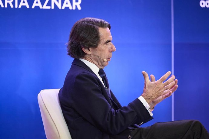 El expresidente del Gobierno, José María Aznar, durante la  presentación de su último libro ‘