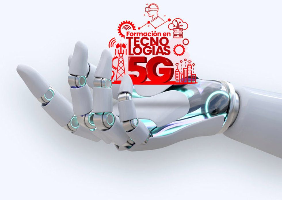 Cartel de cursos de formación en tecnologías 5G.
