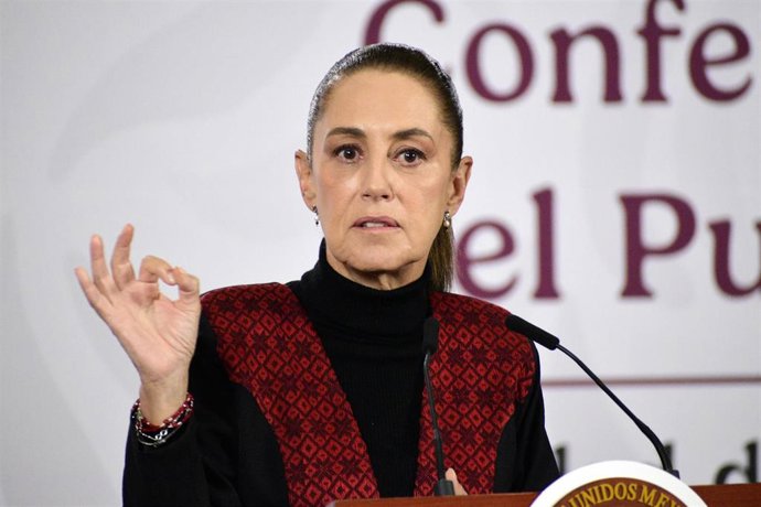 La presidenta mexicana, Claudia Sheinbaum, durante una rueda de prensa.  