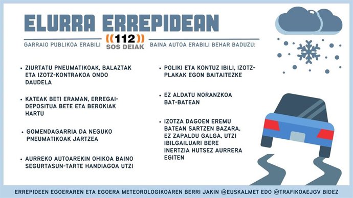 2025-2026 Neguko Bidezaintza Planak, Eusko Jaurlaritzak Koordinatzen Duenak, Foru-Aldundien Eta Autobideen Elurra Kentzeko 215 Makina Aktibatzeko Aukera Jasotzen Du