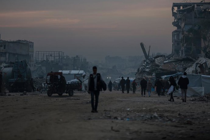 Palestins desplaçats en ciutat de Gaza, al nord de la Franja, per l'ofensiva israeliana contra l'enclavament