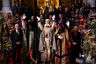 Los Reyes Magos de Málaga 2026 en la puerta del Ayuntamiento.