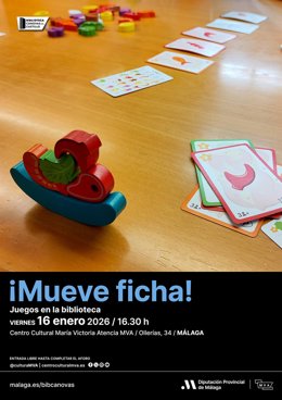 Cartel de una de las actividades culturales y educativas en la Biblioteca Cánovas del Castillo de la Diputación de Málaga.