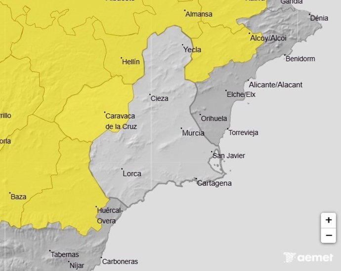 Mapa de alertas de la Aemet