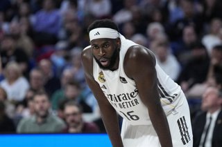 Usman Garuba of Real Madrid looks on during the Spanish League, Liga ACB Endesa, basketball match played between Real Madrid and Unicaja Baloncesto at Movistar Arena pavilion on December 28, 2025, in Madrid, Spain.