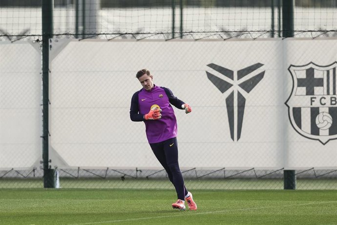 Marc-Andre ter Stegen durante un entrenamiento con el FC Barcelona