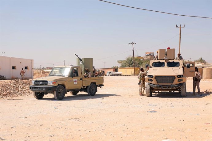 MUKALLA, Jan. 5, 2026  -- The Saudi-backed forces guard the Riyan Airport after Southern Transitional Council fighters withdrew in Mukalla, capital of Hadramout province, Yemen, Jan. 5, 2026. Yemen's internationally recognized government said on Saturday 