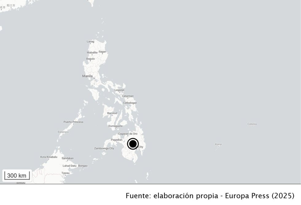 Registrado un seísmo de magnitud 6,4 sin alerta de tsunami en la costa sur de Filipinas