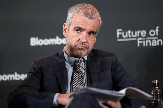 Archivo - El presidente y Consejero delegado de Aena, Maurici Lucena, interviene durante el foro de Bloomberg "Futuro de las Finanzas: Perspectivas Económicas de España 2025", a 8 de octubre de 2025, en Madrid (España).  
