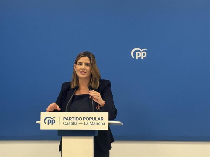 La secretaria general del PP de Castilla-La Mancha, Carolina Agudo, en rueda de prensa