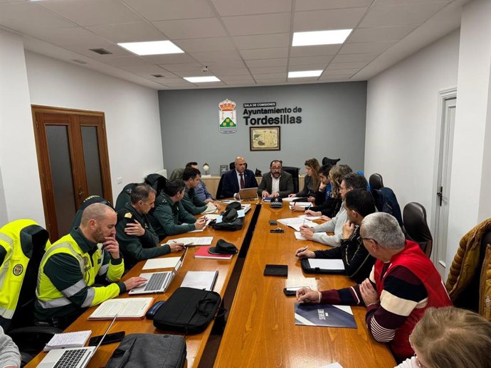 Reunión de la Junta Local de Seguridad para Motauros, en Tordesillas (Valladolid).