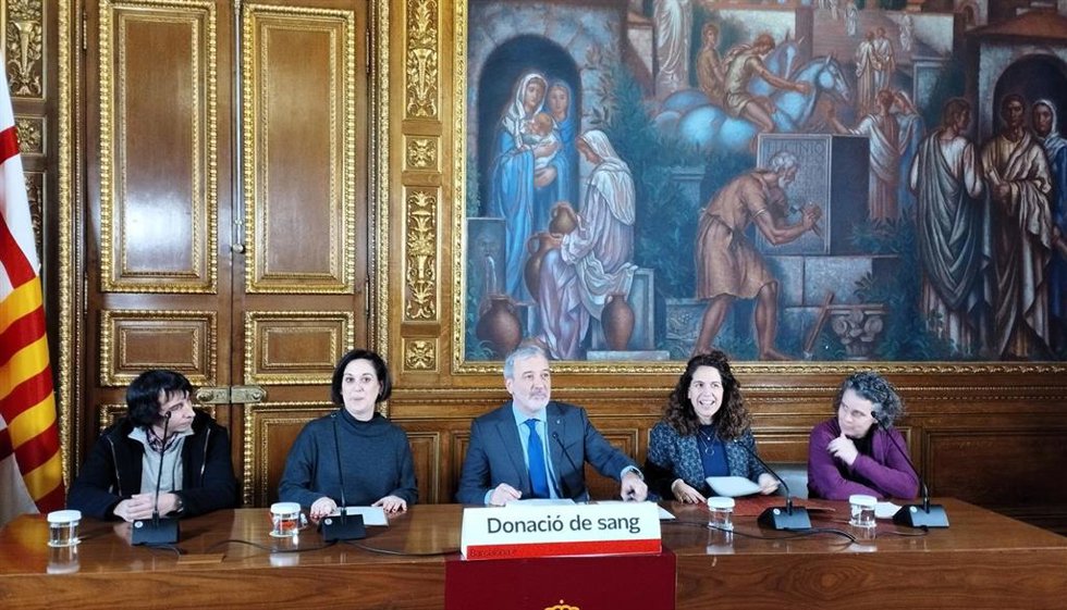 Jaume Collboni en rueda de prensa este miércoles para presentar la Marató de Donants de Sang de Catalunya.