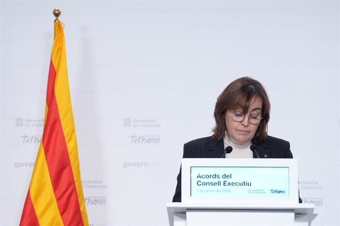 La consellera y portavoz del Govern, Sílvia Paneque, ofrece una rueda de prensa tras el Consell Executiu semanal, a 7 de enero de 2026, en Barcelona, Catalunya (España). 