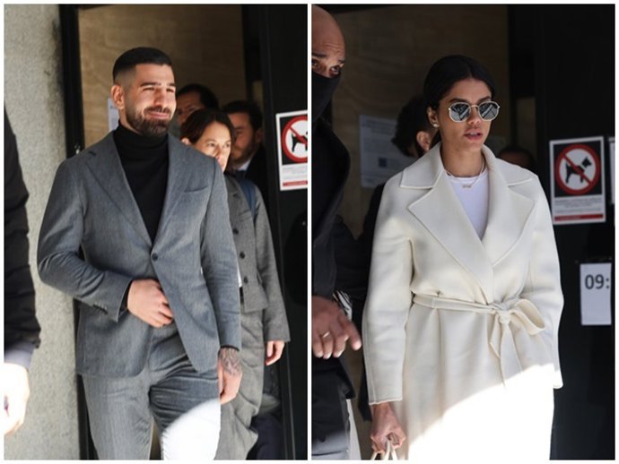 Ilia Topuria y Giorgina Uzcategui abandonando los Juzgados de Violencia contra la Mujer de Móstoles