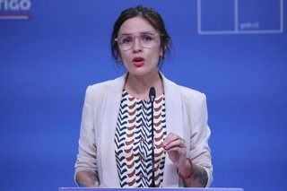 Santiago 5 de enero 2026. Camila Vallejo realiza un punto de prensa en el set de TV del Palacio de La Moneda Dragomir Yankovic/Aton Chile