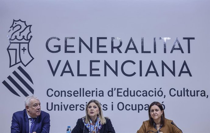 La consellera d'Educació, Cultura i Universitats, Carmen Ortí, durant la presentació del Decret de Convivència del Sistema Educatiu de la Comunitat Valenciana. 