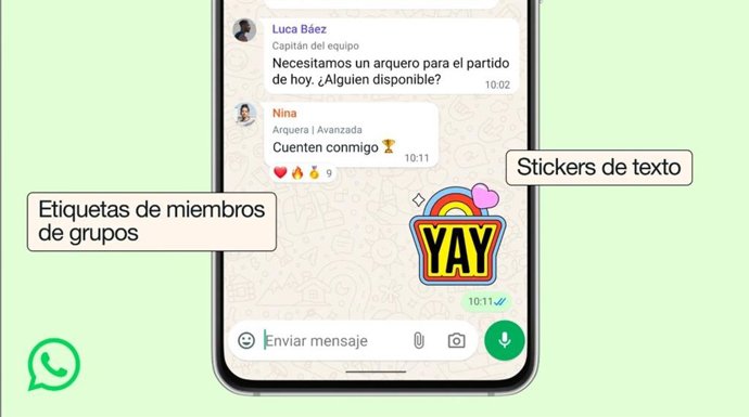 WhatsApp apresenta etiquetas de membro e adesivos de texto