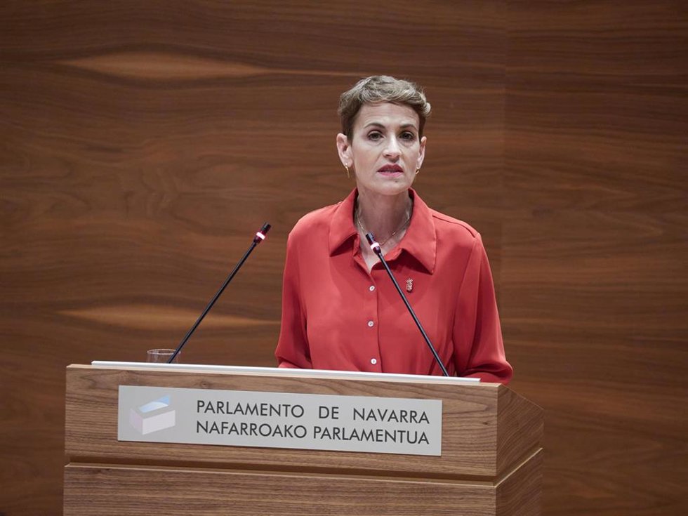 Archivo - La presidenta de Navarra, María Chivite, en el Debate sobre el Estado de la Comunidad.