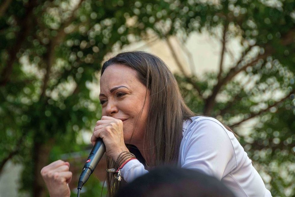 Archivo - La opositora y Premio Nobel de la Paz María Corina Machado durante un acto en Caracas en enero de 2025 (archivo)
