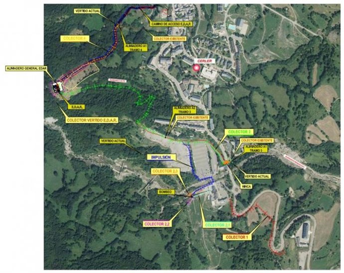 Mapa del proyecto de la depuradora de Cerler.