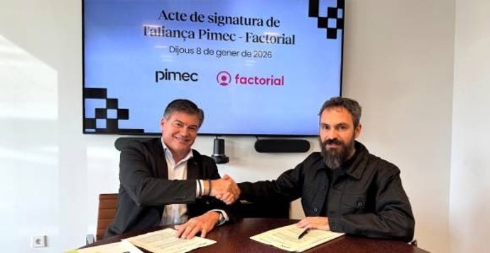 El presidente de Pimec, Antoni Cañete, y el ceo de Factorial, Jordi Romero.