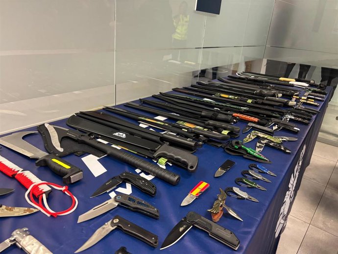 Armas incautadas por la Policía Municipal de Madrid durante la campaña de Navidad