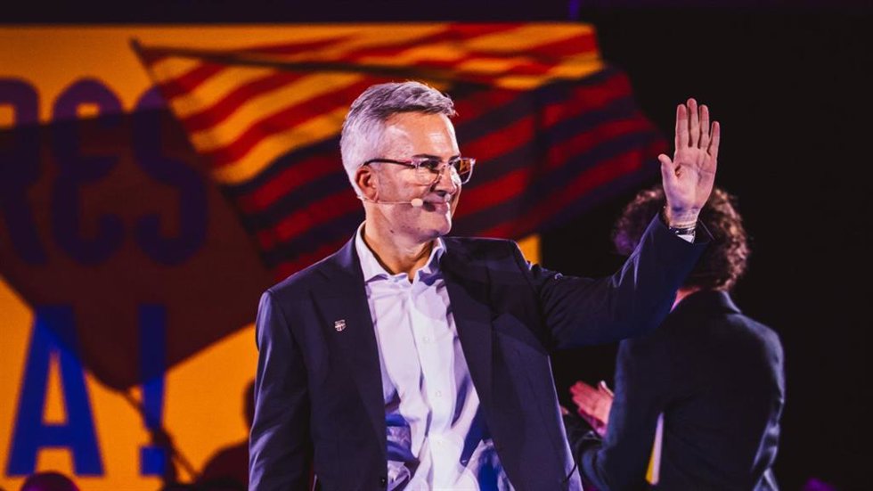 Víctor Font en la presentación de 'Nosaltres Bara', plataforma con la que se presenta a las elecciones presidenciales del FC Barcelona de 2026