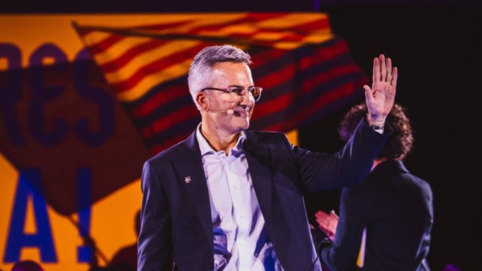 Víctor Font en la presentación de 'Nosaltres Barça', plataforma con la que se presenta a las elecciones presidenciales del FC Barcelona de 2026