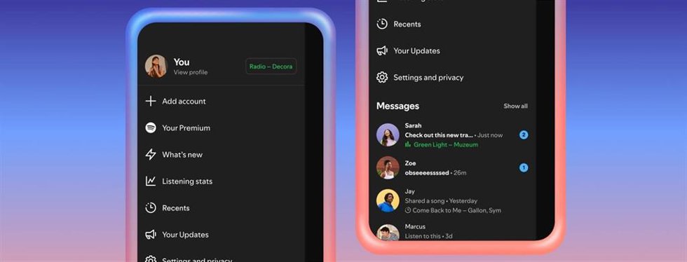 Imagen de la nueva actualización de Spotify que permite ver la actividad de reproducción en tiempo real.