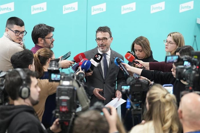 El portavoz de Junts, Josep Rius, en declaraciones.