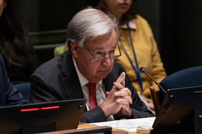 Archivo - Arquivo - 25 de setembro de 2025, Nova York, Nova York, Estados Unidos: O secretário-geral Antonio Guterres participa da Reunião Ministerial de Alto Nível em Apoio à Agência das Nações Unidas de Assistência aos Refugiados da Palestina no Oriente