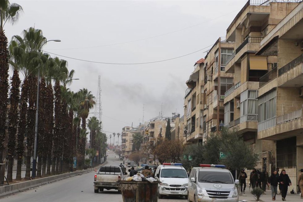 Vehículos de las fuerzas de seguridad de Siria en Alepo