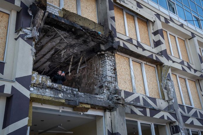 5 de janeiro de 2026, Kiev, Oblast de Kiev, Ucrânia: Uma clínica médica após um ataque direto de um drone russo Shahed que matou uma pessoa.