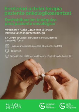 Contra el Cáncer en Gipuzkoa abre un grupo de terapia para dejar de fumar dirigido a pacientes oncológicos