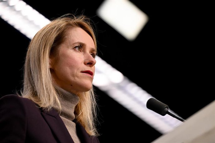La Alta Representante de la UE, Kaja Kallas, en rueda de prensa después del Consejo de Exteriores.