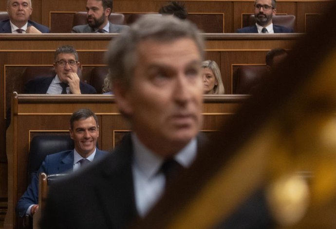 Archivo - El presidente del Gobierno, Pedro Sánchez, durante una sesión plenaria, en el Congreso de los Diputados, a 27 de noviembre de 2024, en Madrid (España). El presidente del Ejecutivo y el presidente del PP, afrontan su primer cara a cara tras la DA