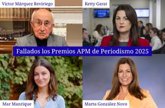 Foto: Víctor Márquez Reviriego, Ketty Garat, Mar Manrique y Marta González Novo, Premios APM de Periodismo 2025