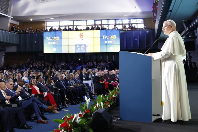 Archivo - Arquivo - A Rainha Letizia participa da cerimônia do Dia Mundial da Alimentação 2025 com a participação do Papa Leão XIV, que comemora o 80º aniversário da FAO, em 16 de outubro de 2025, em Roma (Itália). O evento faz um apelo global para 