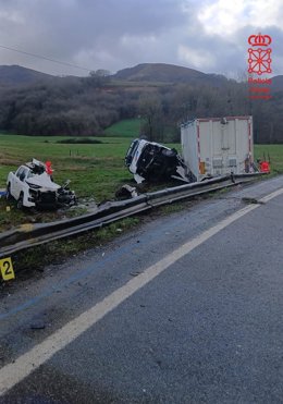 Imagen del accidente vial en Arizkun.