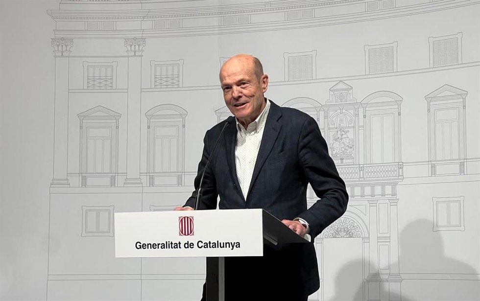 El presidente de FemCAT, Oriol Guix, en una atención a los medios en la Generalitat