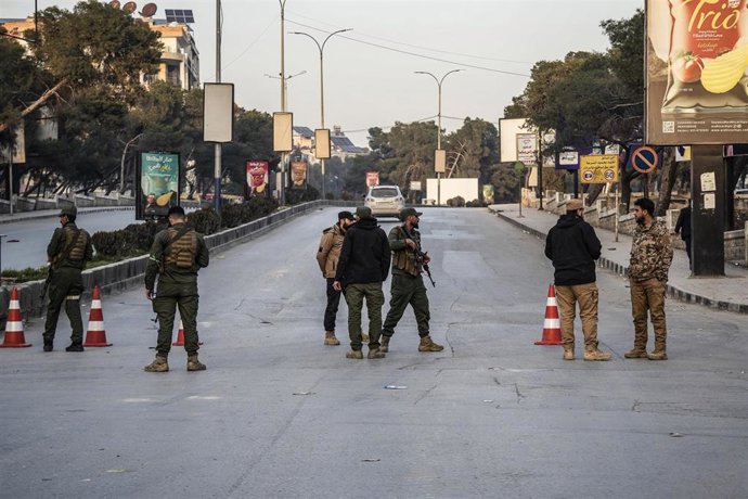 Fuerzas de seguridad del Gobierno sirio desplegadas en la ciudad de Alepo