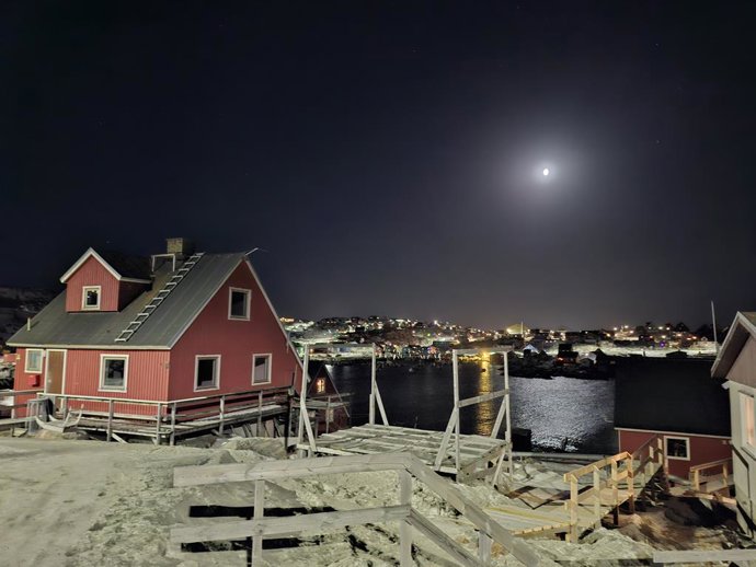 AASIAAT, Jan. 7, 2026  -- This photo taken on Jan. 7, 2026 shows the scenery of Aasiaat, Greenland, an autonomous territory of Denmark. TO GO WITH "Roundup: Trump weighs options to acquire Greenland including using force"