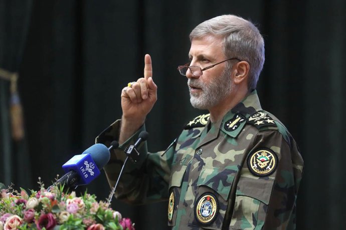 January 6, 2026, Tehran, Iran: Major General AMIR HATAMI, Commander-in-Chief of the Army of the Islamic Republic of Iran, speaks during a meeting with military academy students, in Tehran.