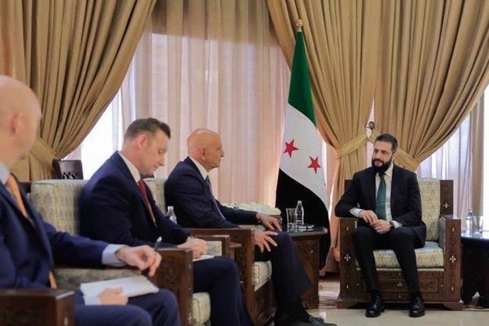 Ahmed al Shara y Thomas Barrack en Damasco