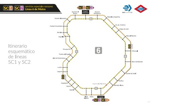 EMT habilita dos servicios especiales de autobús entre Cuatro Caminos y Legazpi por cierre anticipado en L6 de Metro