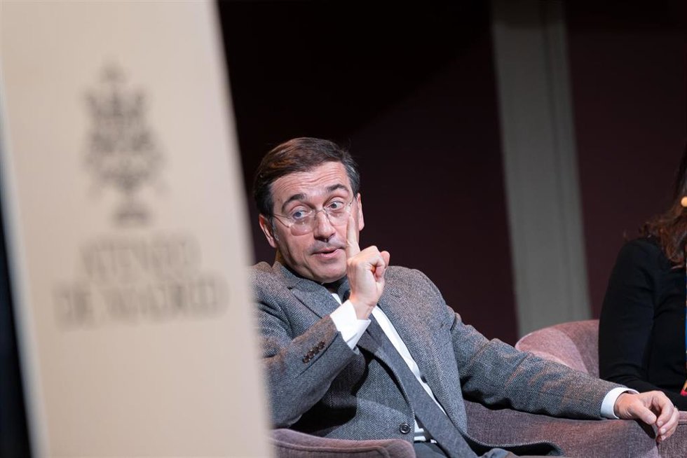 El ministro de Asuntos Exteriores, Unión Europea y Cooperación de España, José Manuel Albares, durante Los Desayunos del Ateneo, en el Ateneo de Madrid, a 12 de enero de 2026, en Madrid (España).