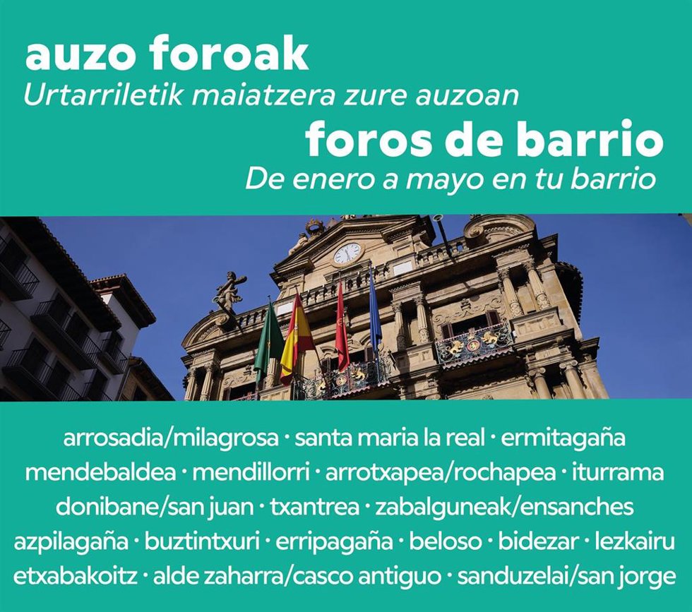 Cartel de los Foros de Barrio del Ayuntamiento de Pamplona