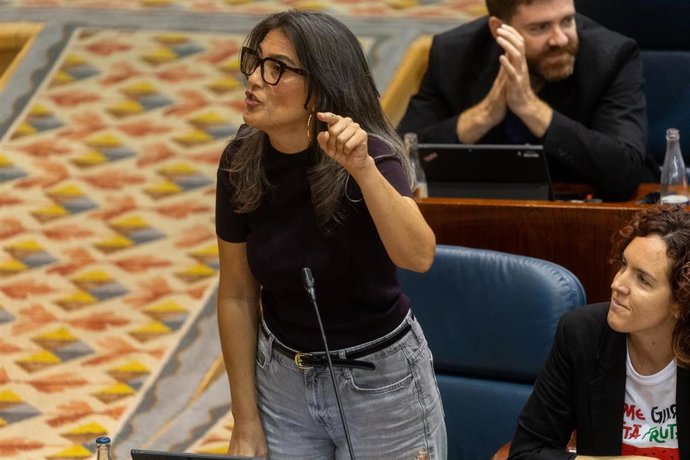 Archivo - La portavoz de Más Madrid en la Asamblea de Madrid, Manuela Bergerot, interviene durante un pleno en la Asamblea de Madrid.