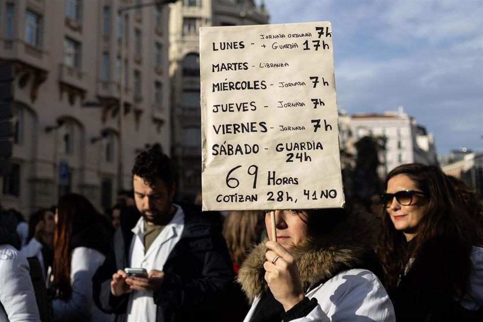 Archivo - Varias personas durante una manifestación en Madrid por el Estatuto Marco